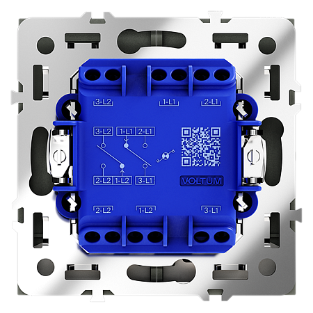 Проходной переключатель встраиваемый VOLTUM S70 двухклавишный с подсветкой (графит) VLS020407