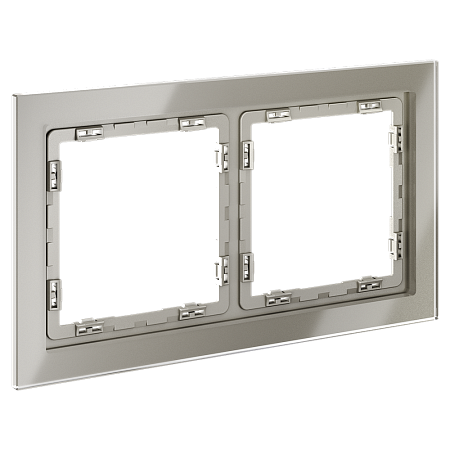 Рамка стеклянная VOLTUM S70 на 2 поста, (шелк, стекло) VLS110204