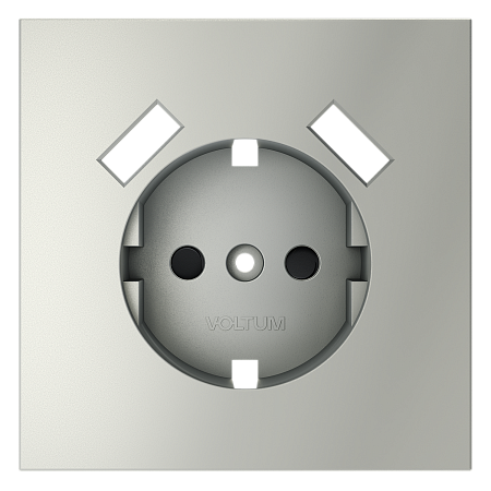 Накладка для розетки с заземлением и защитными шторками, с USB A+A Voltum S70 (сталь) VLS000905