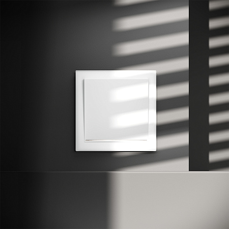 Проходной переключатель встраиваемый VOLTUM S70 одноклавишный с подсветкой (белый матовый) VLS010402