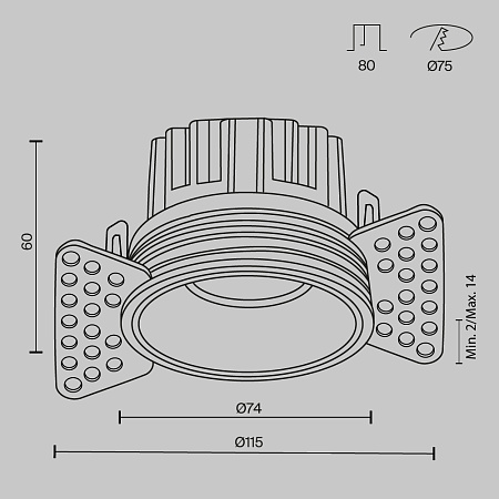 Светильник встраиваемый светодиодный Maytoni Round DL058-12W2.7K-TRS-B