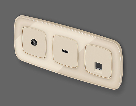 Лицевая панель для компьютерной/телефонной розетки RJ-45/RJ-11 QUANT Ambrella Volt OMEGA OP3320