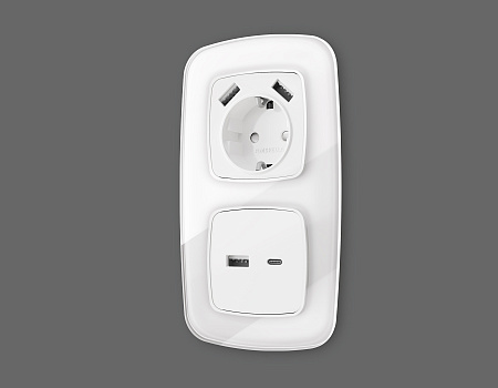 Лицевая панель для розетки 2USB A+C QUANT Ambrella Volt OMEGA OP1310