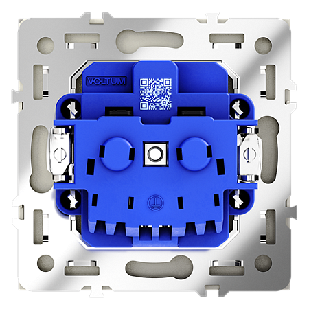 Розетка встраиваемая VOLTUM S70 с заземлением и защитными шторками, (сталь) VLS040205