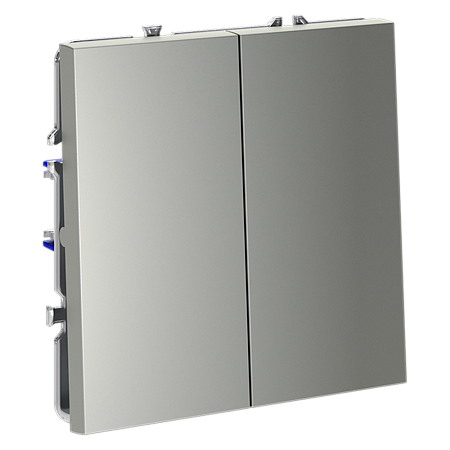 Выключатель встраиваемый VOLTUM S70 двухклавишный (сталь) VLS020105