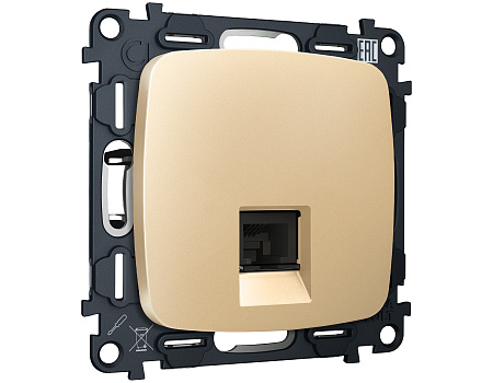 Комплект механизма компьютерной розетки RJ-45 (8P8C) CAT6A экранированной с защитной шторкой Omega MO612005