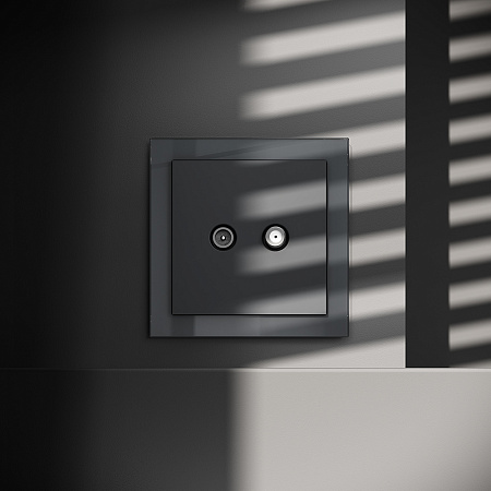 Розетка телевизионнная встраиваемая VOLTUM S70 оконечная TV+SAT, (графит) VLS060407