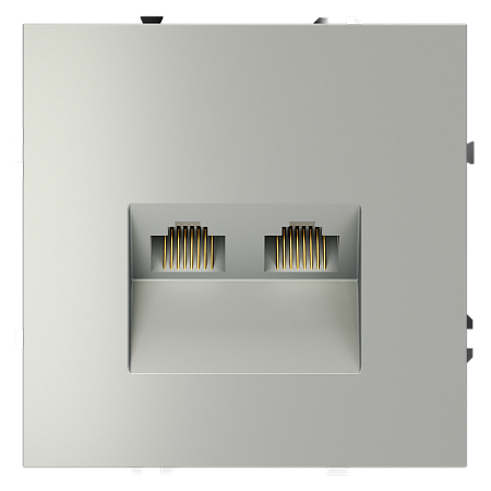 Розетка компьютерная встраиваемая VOLTUM S70 двойная RJ45+RJ45 кат.6, (сталь) VLS060205