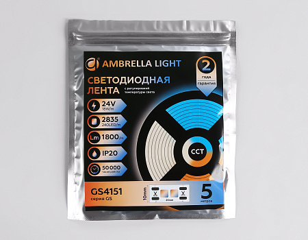 Светодиодная лента с регулировкой температуры света 2835 240Led 18W 24V IP20 CCT 3000-650 GS GS4151