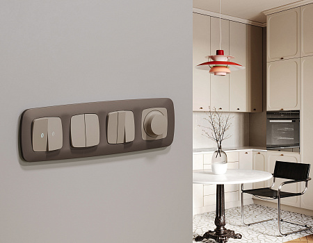 Комплект механизма 2-клавишного перекрестного выключателя 10A Omega MO363030