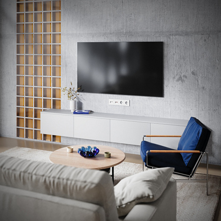 Розетка телевизионная встраиваемая TV+RJ45 кат. 6 Voltum S70 (белый матовый) VLS060702