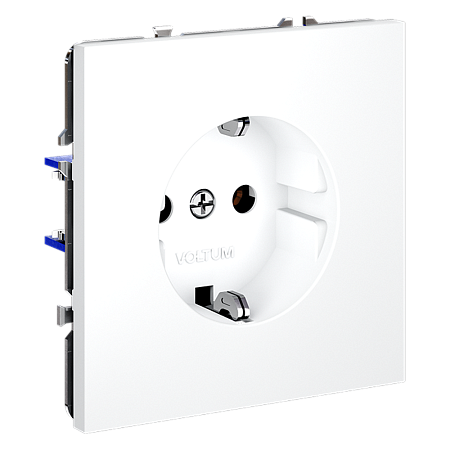 Розетка встраиваемая VOLTUM S70 с заземлением (белый матовый) VLS040102