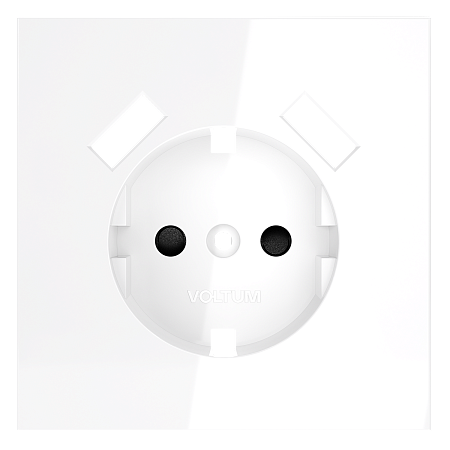 Накладка для розетки с заземлением и защитными шторками, с USB A+A Voltum S70 (белый глянцевый) VLS000901