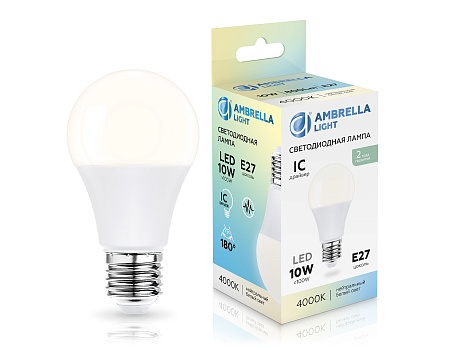 Лампа светодиодная A60 10W E27 4000K Ambrella light A60 601004