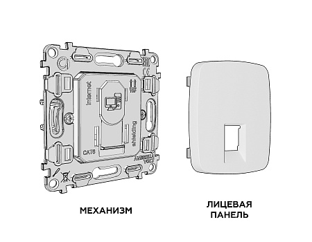 Комплект механизма компьютерной розетки RJ-45 (8P8C) CAT6A экранированной с защитной шторкой Omega MO812005