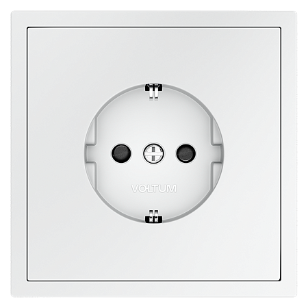 Розетка встраиваемая VOLTUM S70 с заземлением и защитными шторками, (белый матовый) VLS040202