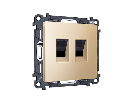 Комплект механизма компьютерной двойной розетки RJ-45 (8P8C) CAT6 с автоматической защитной шторкой Ambrella Volt Alfa MA612110