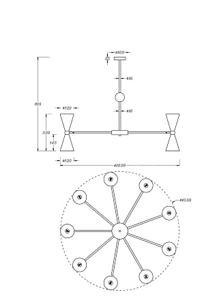 Люстра на штанге Maytoni Vesper MOD108PL-18WG Люстра на штанге Maytoni Vesper MOD108PL-18WG