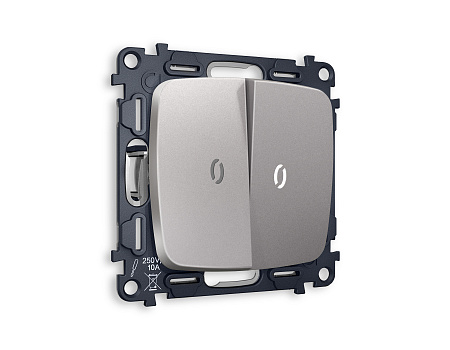 Комплект механизма 2-клавишного проходного выключателя с подсветкой 5600K Ambrella Volt OMEGA MO504035 Комплект механизма 2-клавишного проходного выключателя с подсветкой 5600K Ambrella Volt OMEGA MO504035