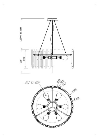 Подвесной светильник Maytoni Coliseo MOD136PL-06BS