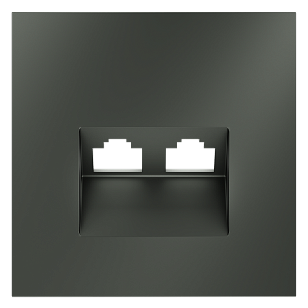 Накладка для розетки компьютерной двойной RJ45+RJ45 кат.6 Voltum S70 (титан) VLS001406