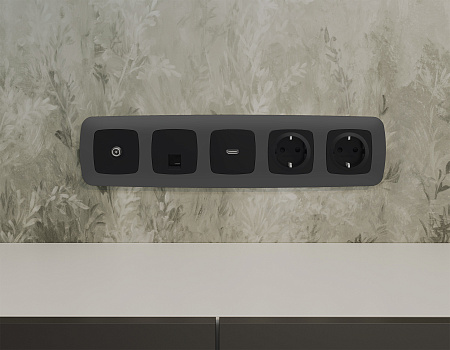 Комплект механизма компьютерной розетки RJ-45 (8P8C) CAT6A экранированной с защитной шторкой Omega MO812005