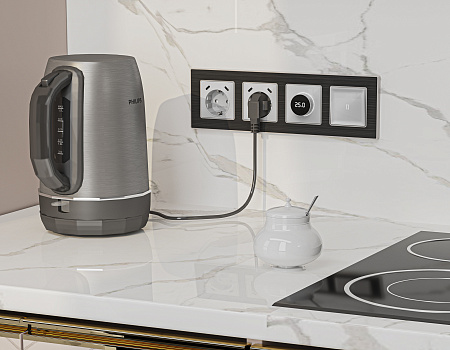 Комплект механизма электрической розетки 2USB С+C 20W (быстрая зарядка) с/з на винтовых зажимах 16A-250V Ambrella Volt Alfa MA410510 Комплект механизма электрической розетки 2USB С+C 20W (быстрая зарядка) с/з на винтовых зажимах 16A-250V Ambrella Volt Alfa MA410510