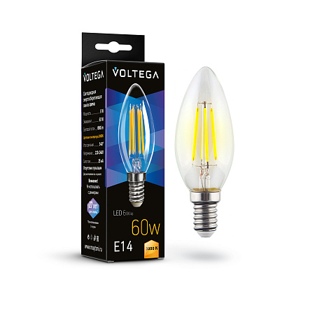 Светодиодная лампа 6W 3000K E14 Voltega Crystal Candle  7198