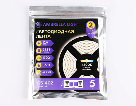 Светодиодная лента GS1402 2835 240Led 17W 12V IP20 4500K GS GS1402