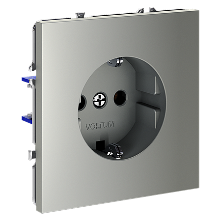 Розетка встраиваемая VOLTUM S70 с заземлением (сталь) VLS040105