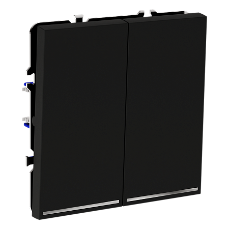 Выключатель встраиваемый VOLTUM S70 двухклавишный с подсветкой (черный матовый) VLS020208