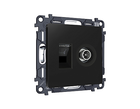 Комплект механизма розетки компьютерной + TV оконечной RJ-45 (8P8C) CAT6/50-870 MHz 1dB с автоматической защитной шторкой Ambrella Volt Alfa MA812510