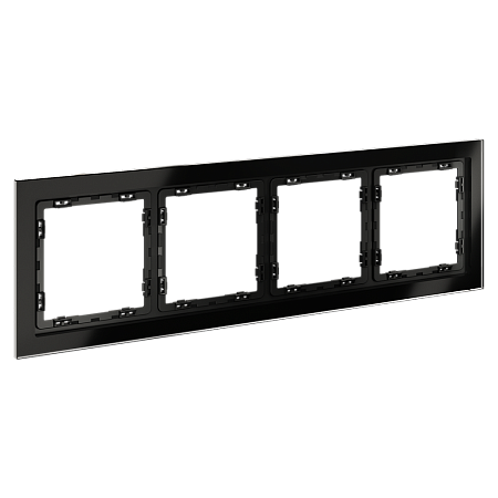 Рамка стеклянная VOLTUM S70 на 4 поста, (черный,стекло) VLS110408