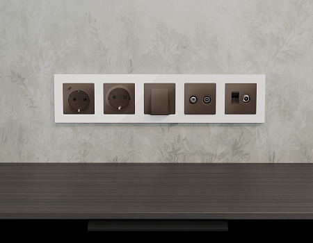 Комплект механизма розетки TV оконечной + SAT 5-862MHz 3.5dB/950-2150MHz 3.5dB Ambrella Volt Alfa MA643310