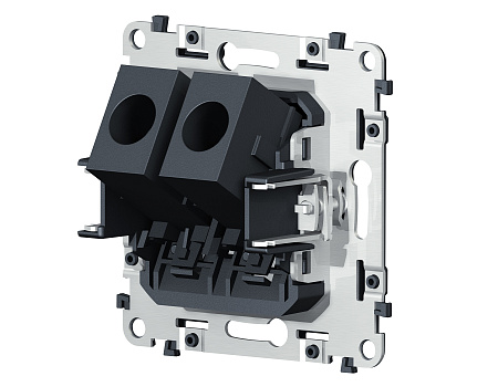 Механизм компьютерной двойной розетки RJ-45 (8P8C) CAT6 1000 Base-T с автоматической защитной шторкой VM VM189