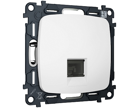 Комплект механизма компьютерной розетки RJ-45 (8P8C) CAT6A экранированной с защитной шторкой Omega MO132005