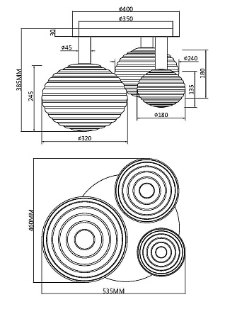 Люстра потолочная Maytoni Reels MOD268CL-03G Люстра потолочная Maytoni Reels MOD268CL-03G