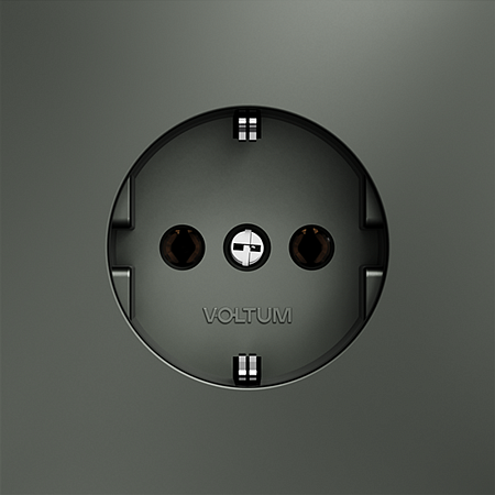 Розетка встраиваемая VOLTUM S70 с заземлением (титан) VLS040106