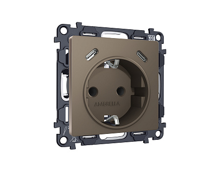 Комплект механизма электрической розетки 2USB С+C 20W (быстрая зарядка) с/з на винтовых зажимах 16A-250V Ambrella Volt Alfa MA640510 Комплект механизма электрической розетки 2USB С+C 20W (быстрая зарядка) с/з на винтовых зажимах 16A-250V Ambrella Volt Alfa MA640510