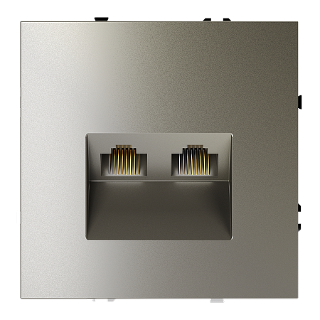Розетка компьютерная встраиваемая VOLTUM S70 двойная RJ45+RJ45 кат.6, (шелк) VLS060204