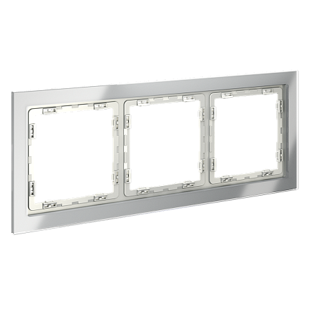 Рамка стеклянная VOLTUM S70 на 3 поста, (сталь, стекло) VLS110305