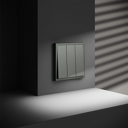 Выключатель встраиваемый VOLTUM S70 трехклавишный (титан) VLS030106