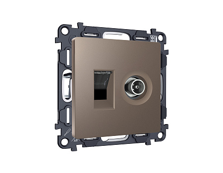 Комплект механизма розетки компьютерной + TV оконечной RJ-45 (8P8C) CAT6/50-870 MHz 1dB с автоматической защитной шторкой Ambrella Volt Alfa MA642510