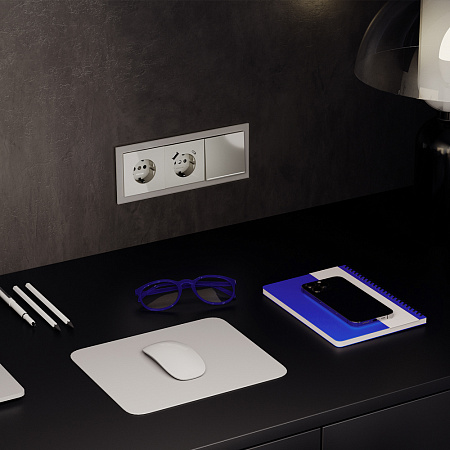 Проходной переключатель встраиваемый VOLTUM S70 одноклавишный с подсветкой (шелк) VLS010404