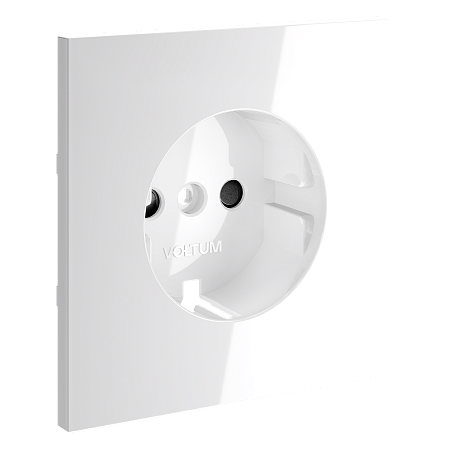 Накладка для розетки с заземлением и защитными шторками Voltum S70 (белый глянцевый) VLS000701