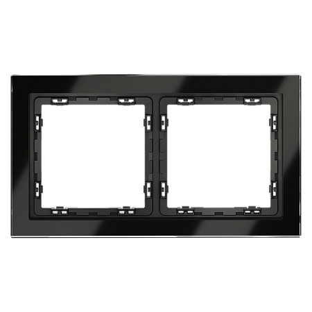 Рамка стеклянная VOLTUM S70 на 2 поста, (черный,стекло) VLS110208