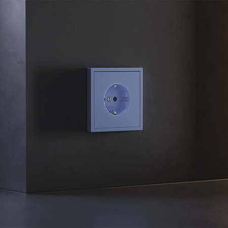 Накладка для розетки с заземлением и защитными шторками Voltum S70 (деним) VLS000715