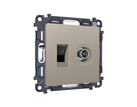 Комплект механизма розетки компьютерной + TV оконечной RJ-45 (8P8C) CAT6/50-870 MHz 1dB с автоматической защитной шторкой Ambrella Volt Alfa MA372510