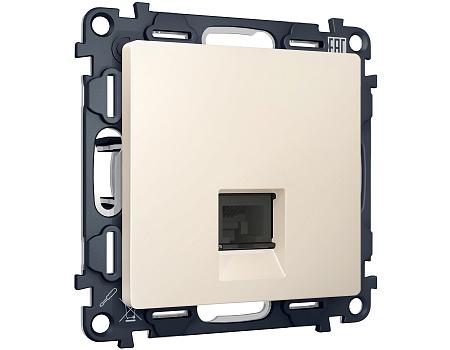 Комплект механизма компьютерной розетки RJ-45 (8P8C) CAT6A экранированной с автоматической защитной шторкой Ambrella Volt Alfa MA332005