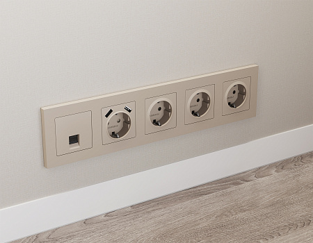 Комплект механизма компьютерной розетки RJ-45 (8P8C) CAT6A экранированной с автоматической защитной шторкой Ambrella Volt Alfa MA372005